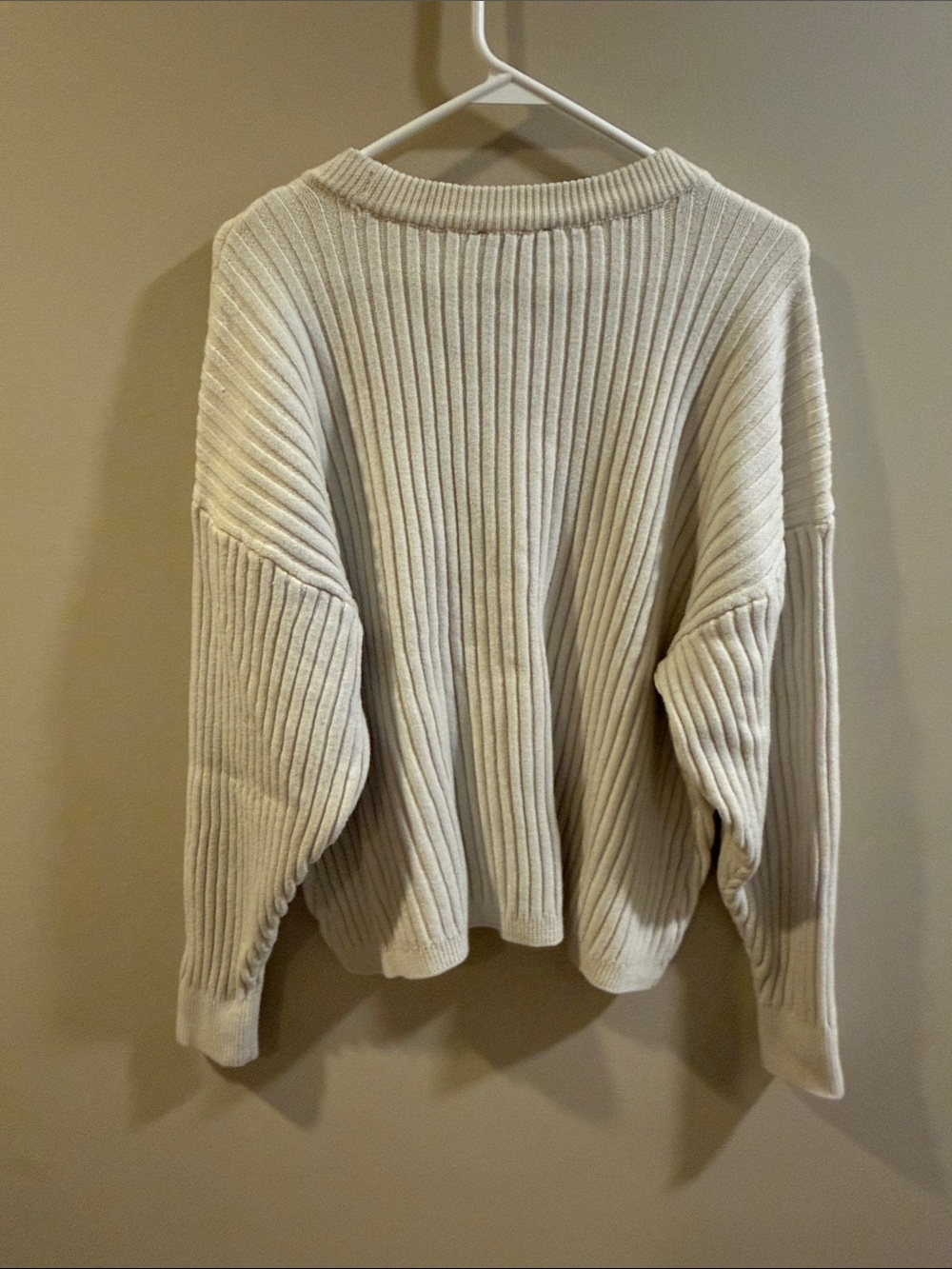 Lulu's Cream Ribbed V-Neck Sweater - Picture 3 of 7